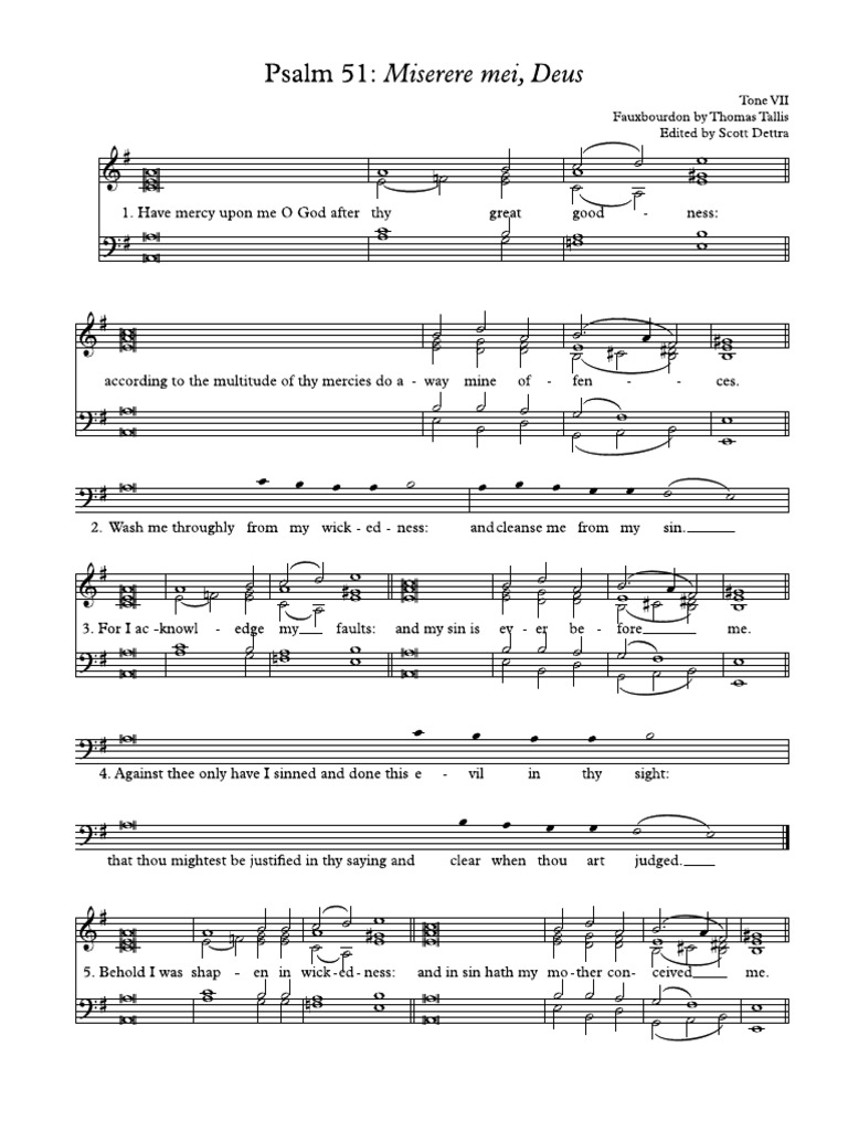 Tallis Fauxbourdon Psalm 51 | PDF