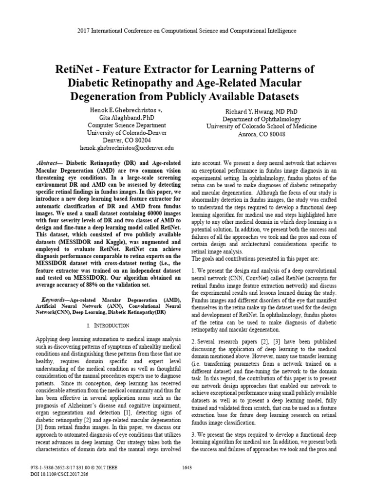 Deep Learning for Eye Disease Detection | PDF | Retina | Vision