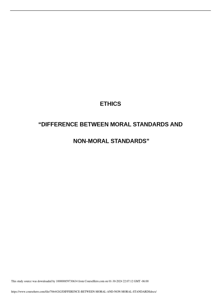 Difference between moral and non moral standards pdf morality