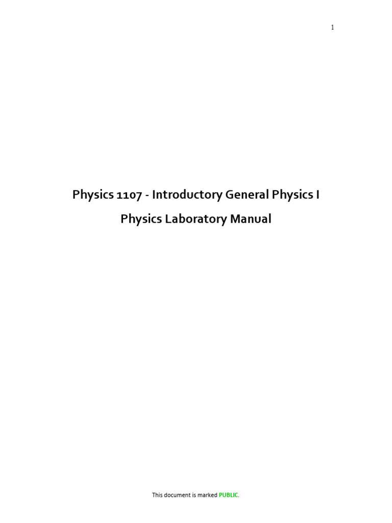 Physics 1107 Lab Manual Overview | PDF | Significant Figures | Uncertainty