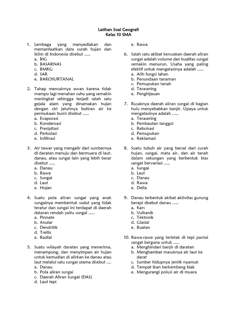 Latihan PAS Tematik Kelas 1 Semester 2