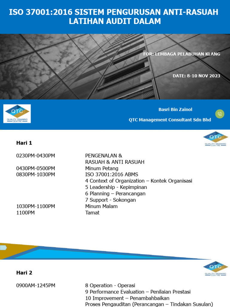 Note Iso 37001 Ia Tentative Program | PDF