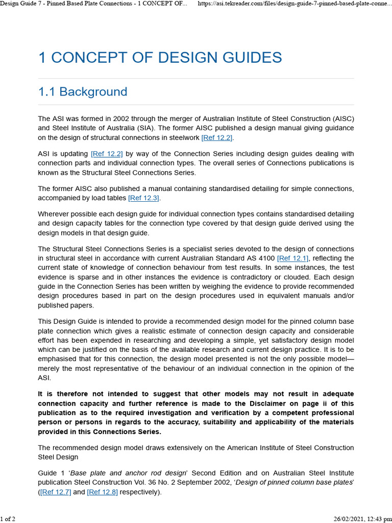 Design Guide 7 Pinned Based Plate Connections Design Guide 7