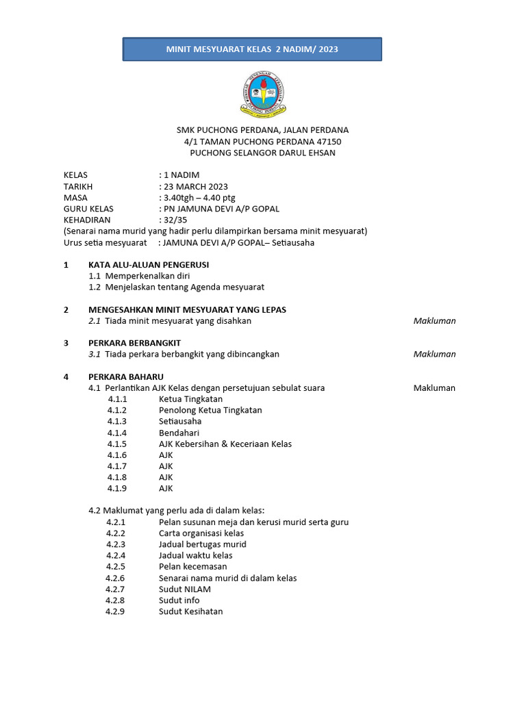 Format Mesy Agung Kelas 2023 Pdf