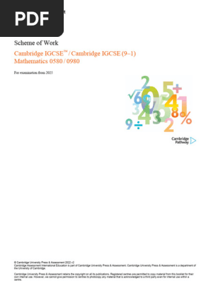 0580 Scheme of Work (for Examination From 2025)