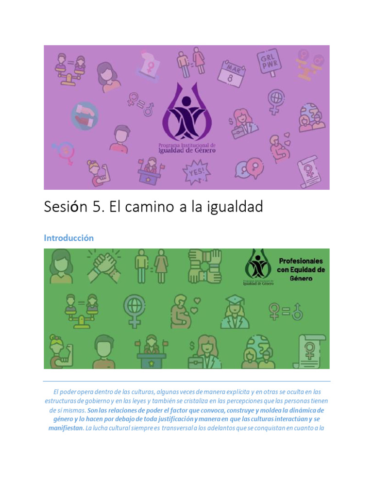 Sesión 5. El Camino A La Igualdad | PDF | Igualdad de género | Estudios ...