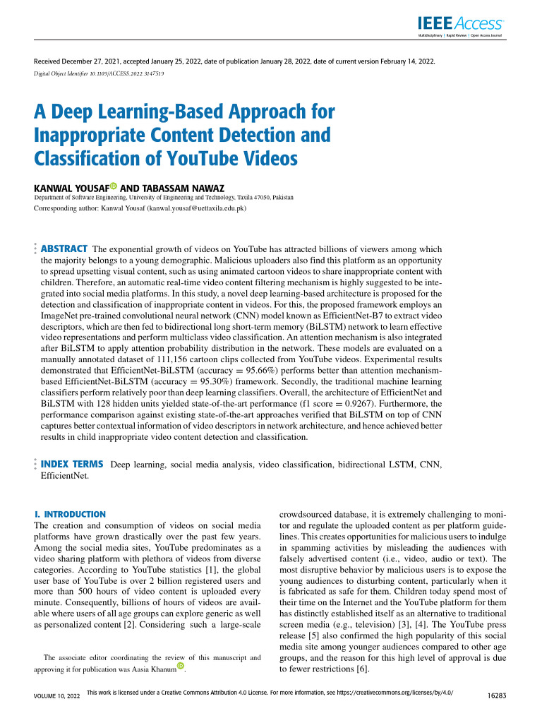 Deep Learning for YouTube Content Safety | PDF | Deep Learning | You Tube