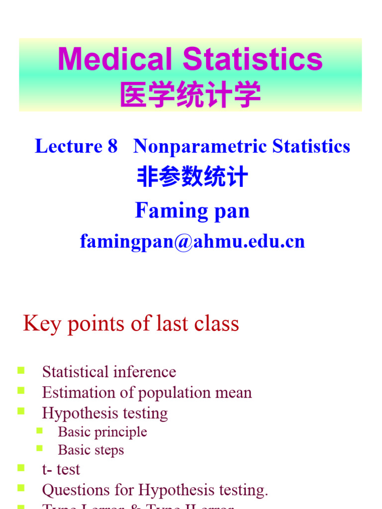 Lecture 14 Nonparametric - Statistics | PDF | Mann–Whitney U Test ...