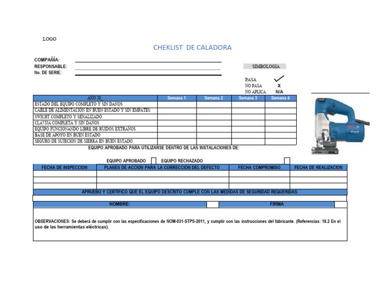 CHECK LIST DE CALADORA | PDF