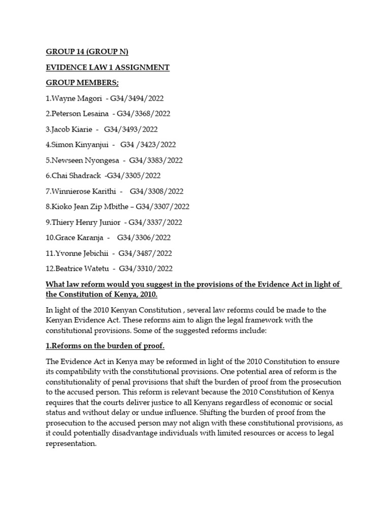 Evidence Law 1 Assignment Pdf Hearsay Witness