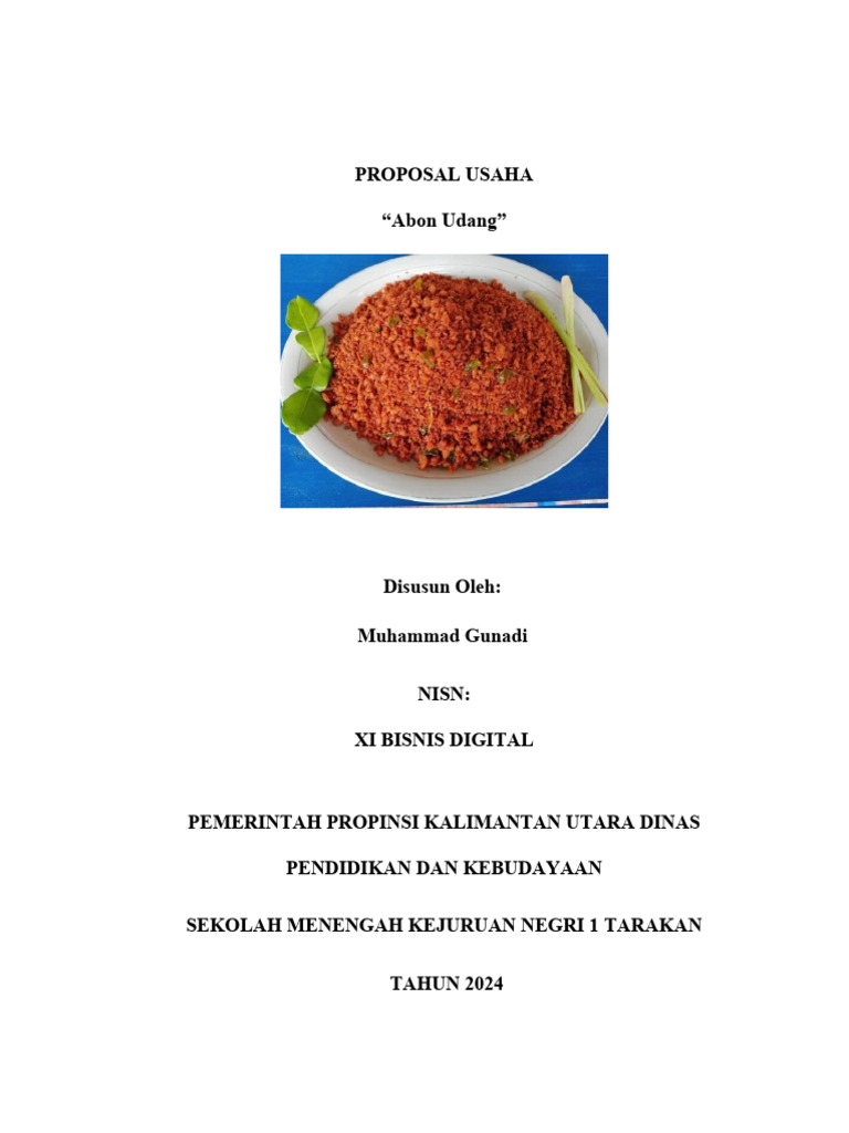 Proposal Usaha Abon Udang 2024 | PDF