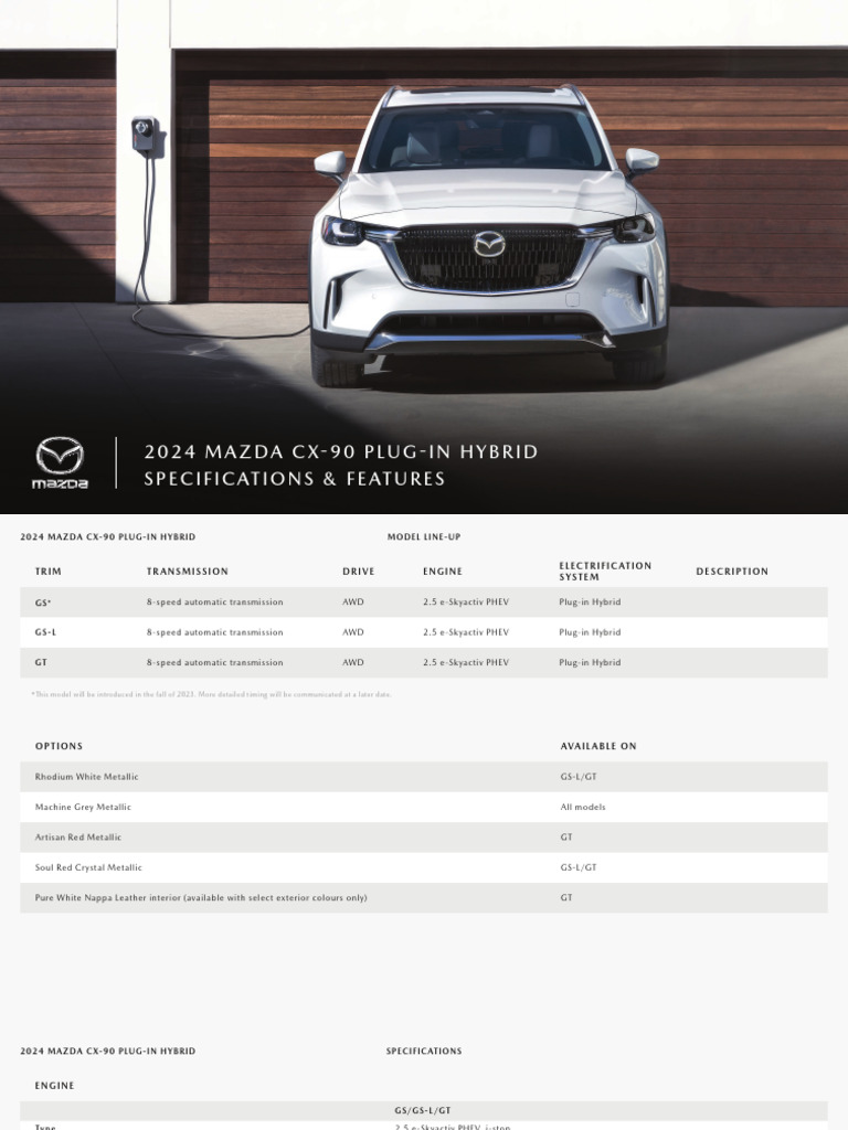 2024 Mazda CX 90 Phev Specs en PDF Fuel Economy In Automobiles