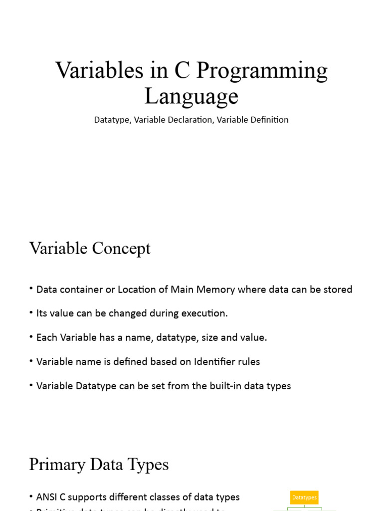 03 variables in c programming language pdf data type variable