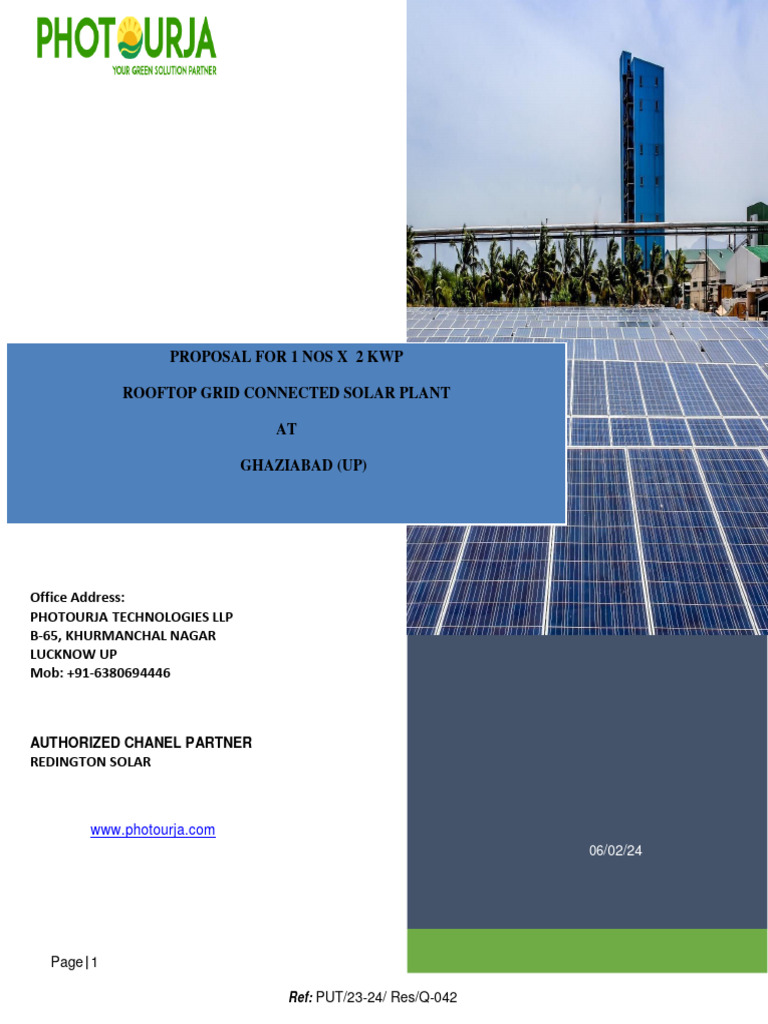 2 KWP Solar Rooftop Proposal for Ghaziabad | PDF | Photovoltaic System ...