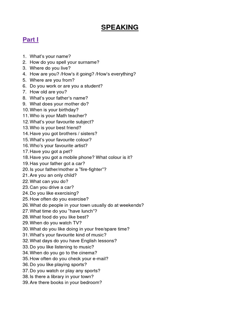 Speaking Midterm Exam Elementary PDF