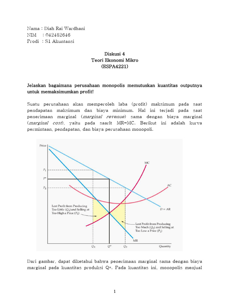 Cara Monopoli Maksimalkan Profit | PDF