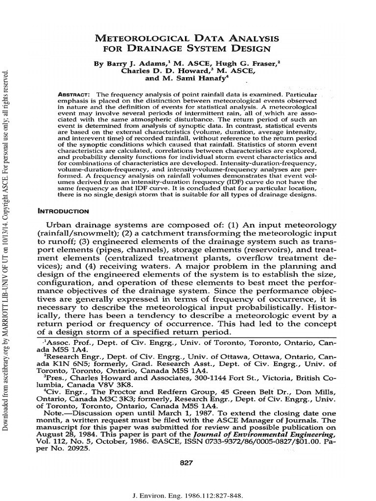 Meteorological Data Analysis For Drainage System Design | PDF ...