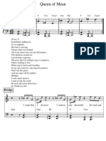 Queen of Mean - Verse 3 Bridge Chorus 3 Chords - Melody