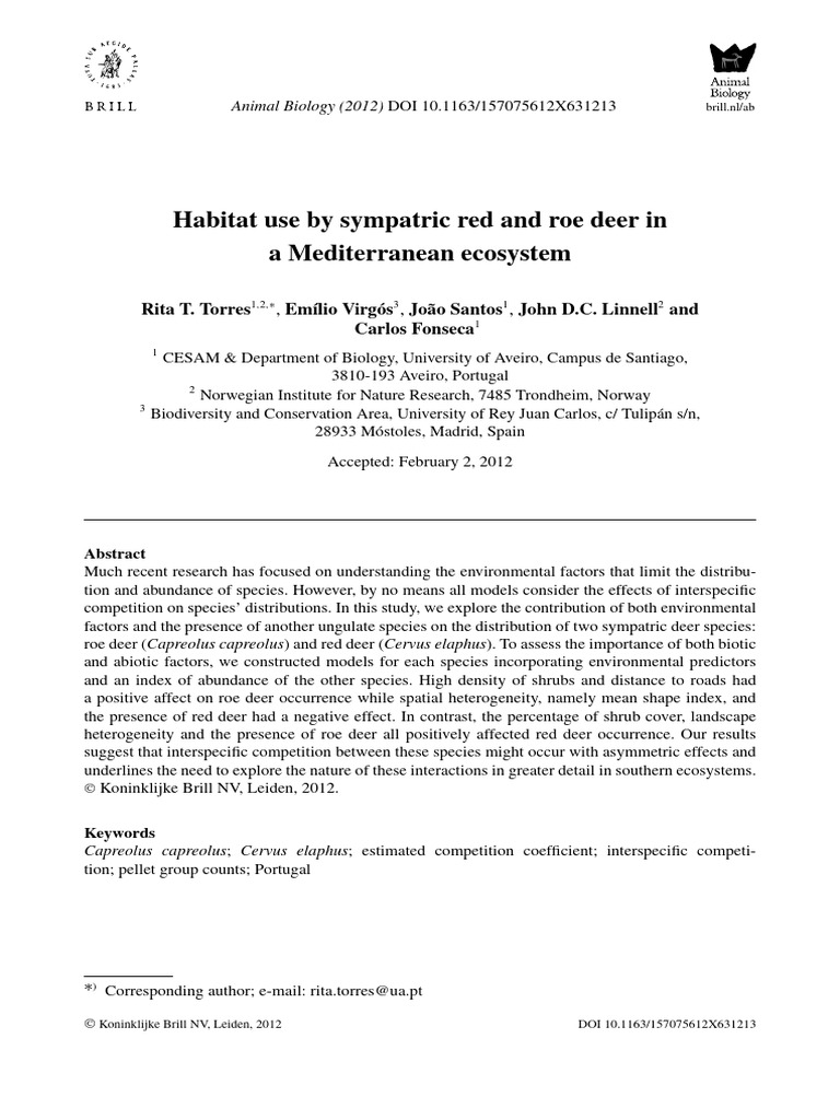 Habitat Use by Sympatric Red and Roe Deer in A Mediterranean Ecosystem ...