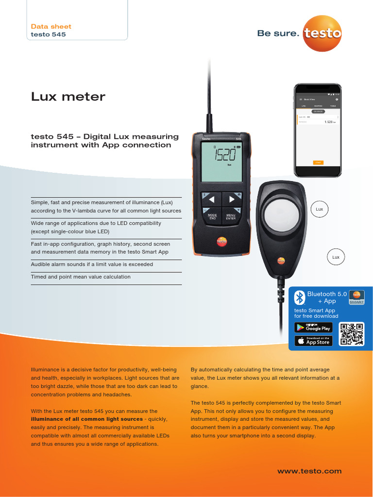 Testo 545 Datasheet EN1 | PDF | Light Emitting Diode | Equipment