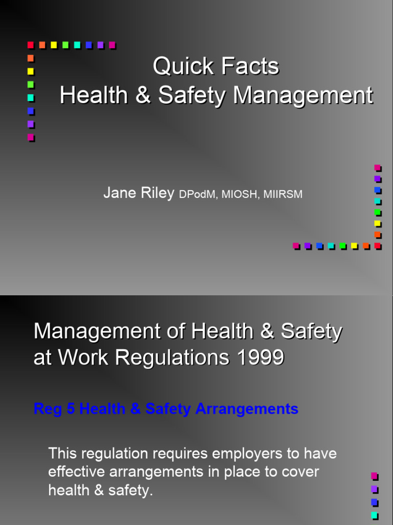 Health & Safety Management Overview | PDF | Occupational Safety And ...