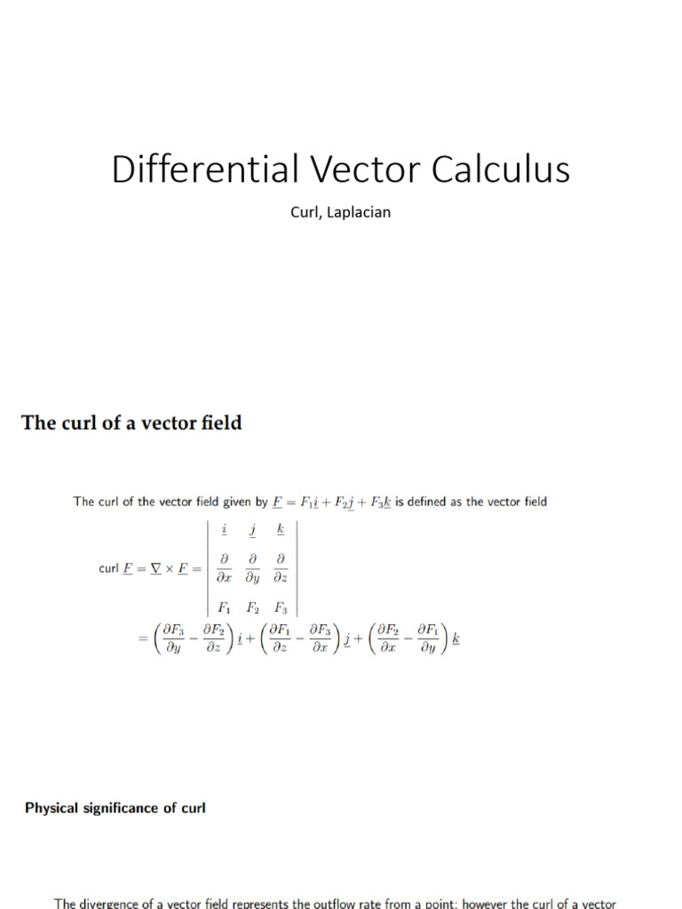 Differential Vector Calculus(curl,laplacian) PDF