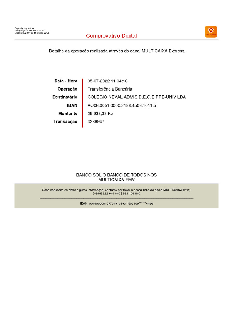 Comprovativo de Transferência para Neval | PDF