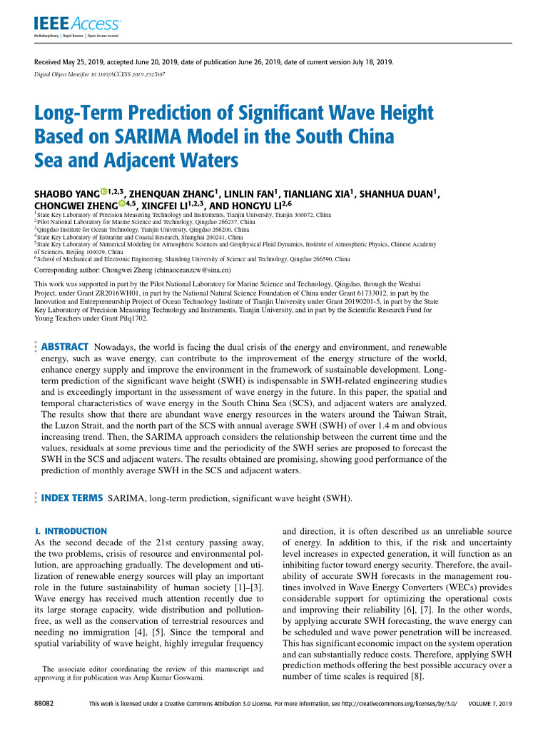 Long-Term Prediction of Significant Wave Height Based On SARIMA Model ...