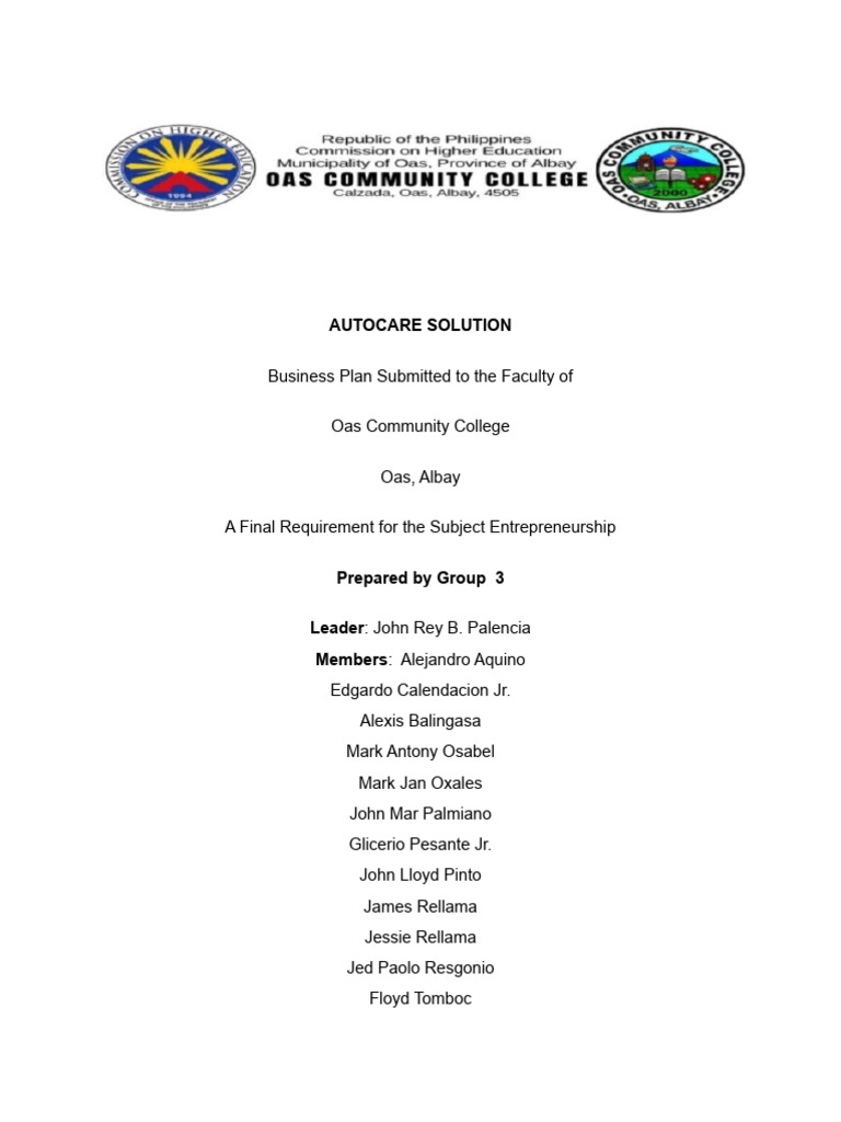 Entrep. Final Requirements | PDF | Auto Mechanic | Marketing