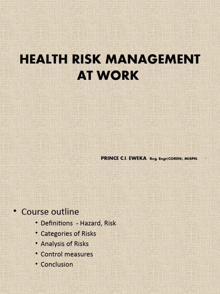 Workplace Health Risk Management Guide | PDF | Risk | Hazards