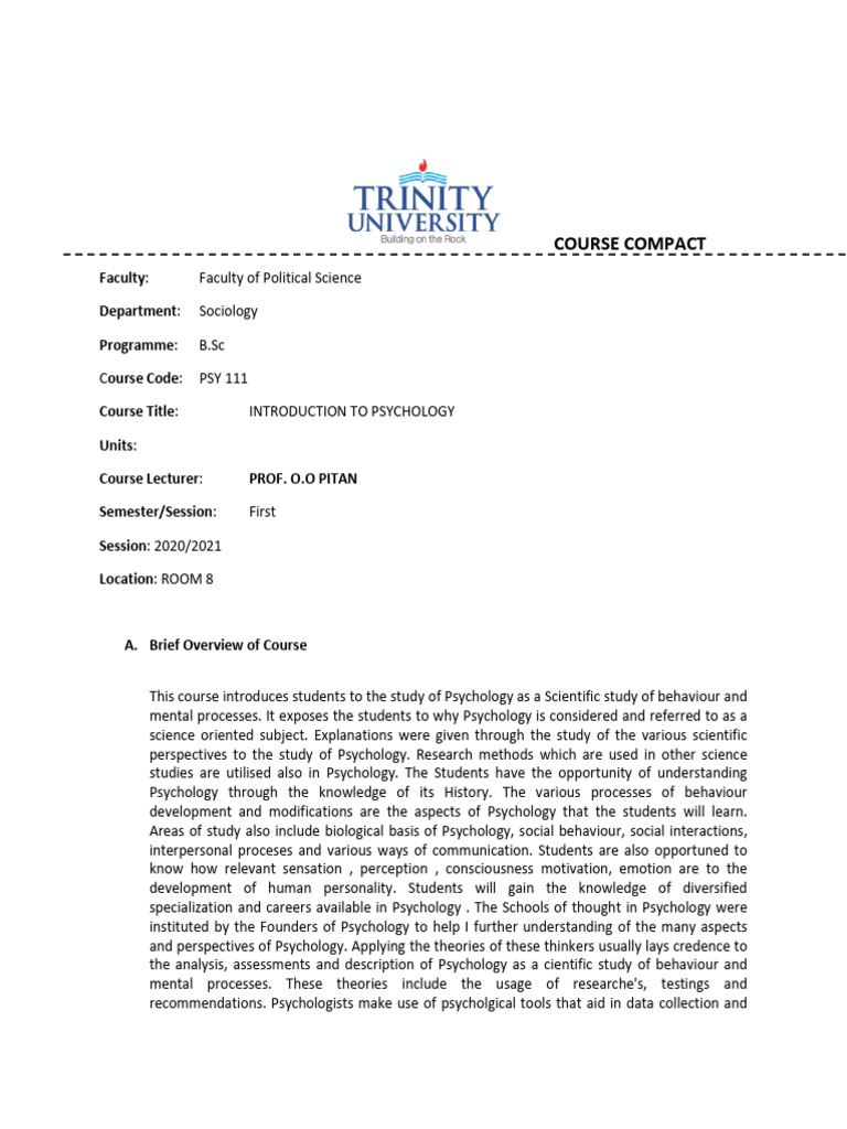 PSY 111: Intro to Psychology Overview | PDF | Psychology | Emotions