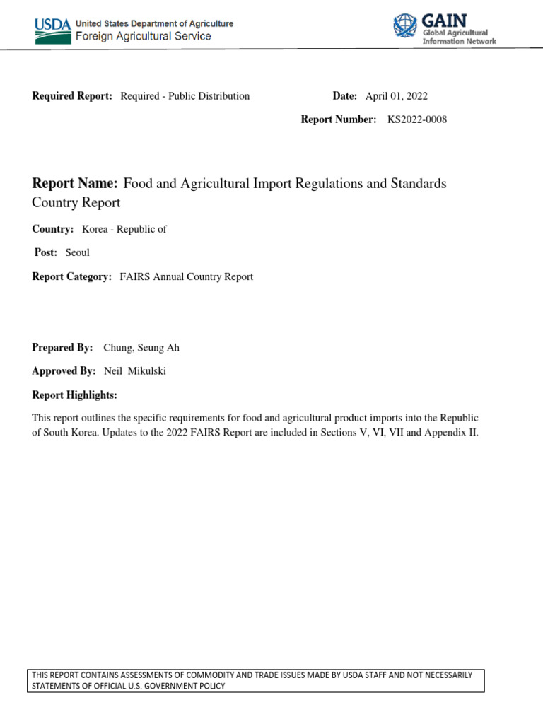 South Korea Food Import Regulations 2022 | PDF | Soybean | Nutrition ...
