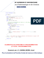 Elements D'algorithme Et Programmation Part Two
