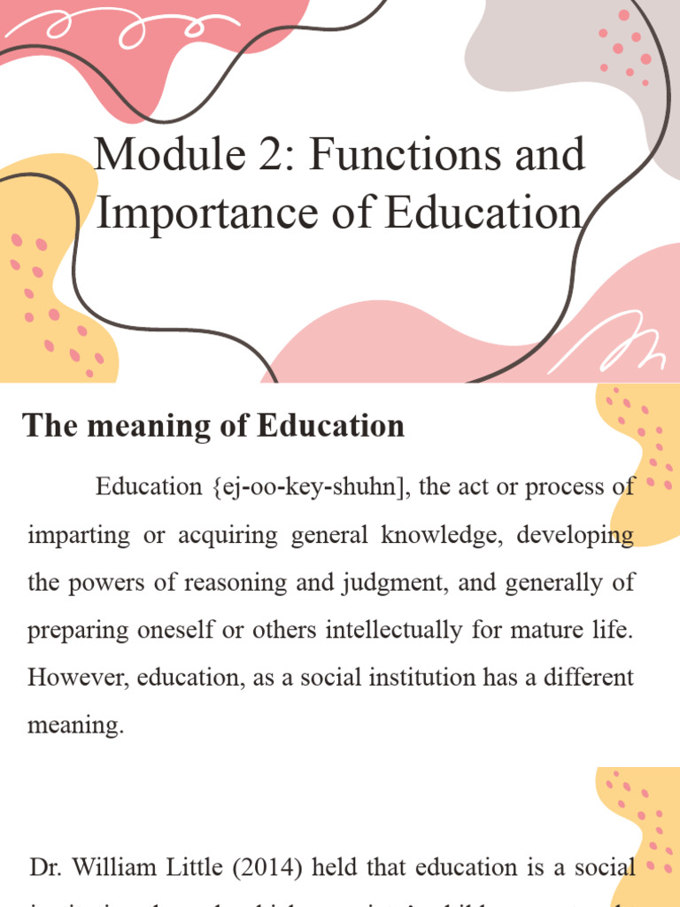 Module 2 Function and Importance of Education | PDF