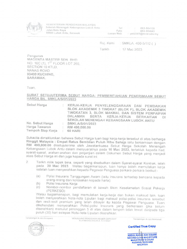 Penyelenggaraan Bangunan Blok Smk Lubok Antu | PDF