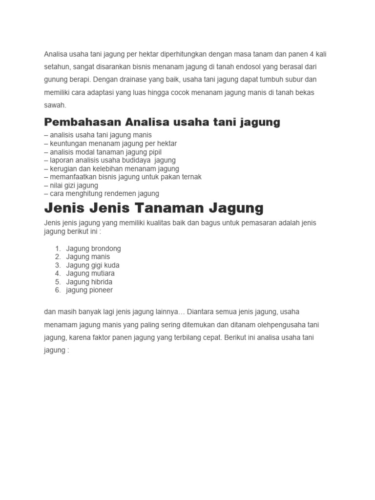 analisa-usaha-tani-jagung-per-hektar-diperhitungkan-dengan-masa-tanam