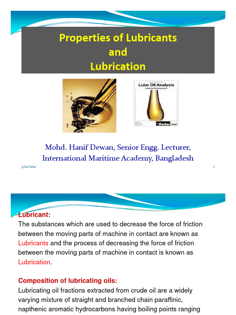 Properties of Lubricants and Lubrication | PDF | Lubricant | Friction