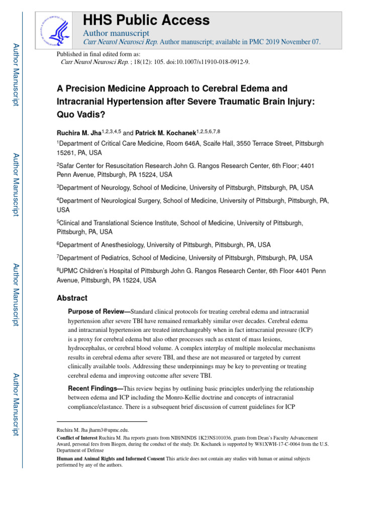 Precision Medicine Severe Tbi And Icp Mangement Pdf Traumatic Brain