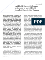 Self-Perceived Health Status of Substance Abusers and Access To Mental Health Services in Kinondoni Municipality, Tanzania