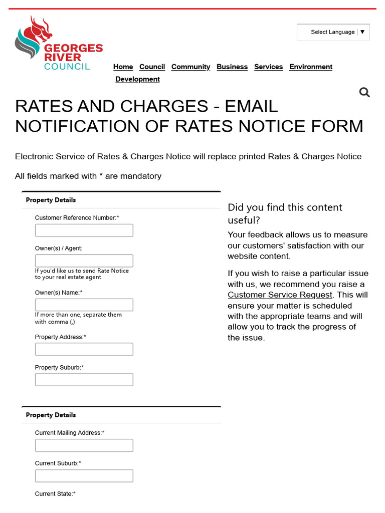 Georges River Council - RATES AND CHARGES - EMAIL NOTIFICATION OF RATES ...