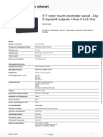 Product Data Sheet: 5"7 Color Touch Controller Panel - Dig 8 Inputs/8 Outputs +ana 4 In/2 Out