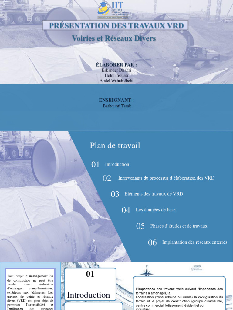 Guide des Travaux de VRD : Étapes et Intervenants | PDF