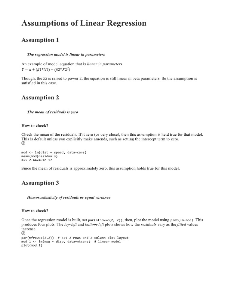 Basic Assumptions Of Linear Regression