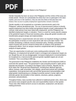 Gender Inequality in The Labor Market in The Philippines