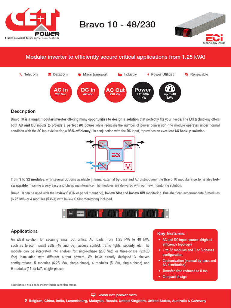 Bravo 10 Modular Inverter Overview | PDF | Power Inverter | Alternating ...