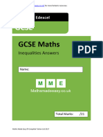 GCSE Maths Revision Inequalities Answers