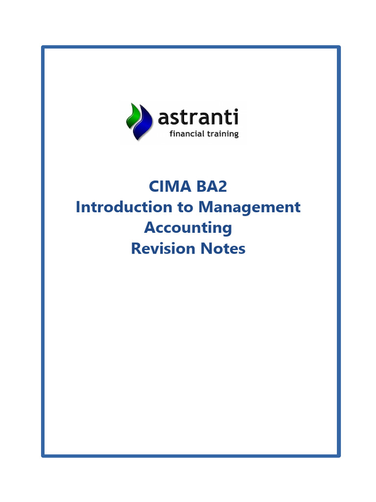 CIMA BA2 Management Accounting Guide | PDF | Management Accounting | Cost
