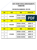 2022-2024 Batch Class Xii Physics Practical Schedule