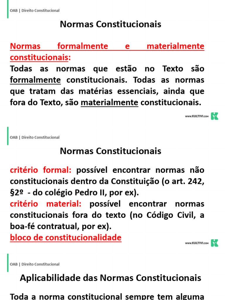Normas Formalmente e Materialmente Constitucionais | PDF | Constituição ...