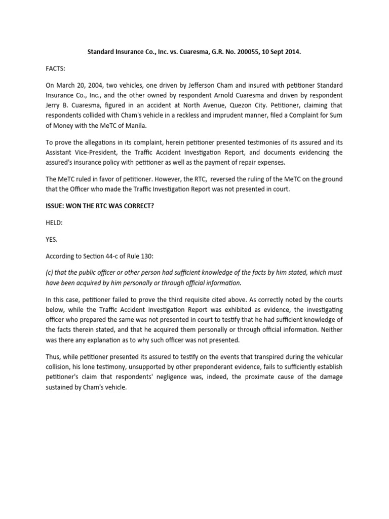 A.3. Standard Insurance Vs Cuaresma PDF